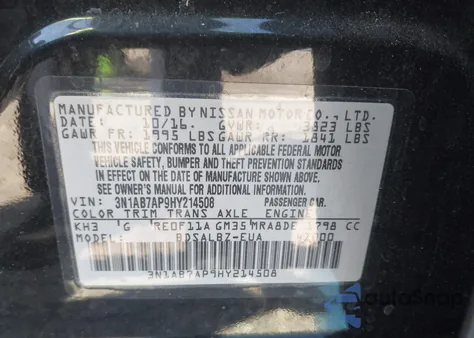 2017 Nissan Sentra S from USA, damaged, VIN 3N1AB7AP9HY214508